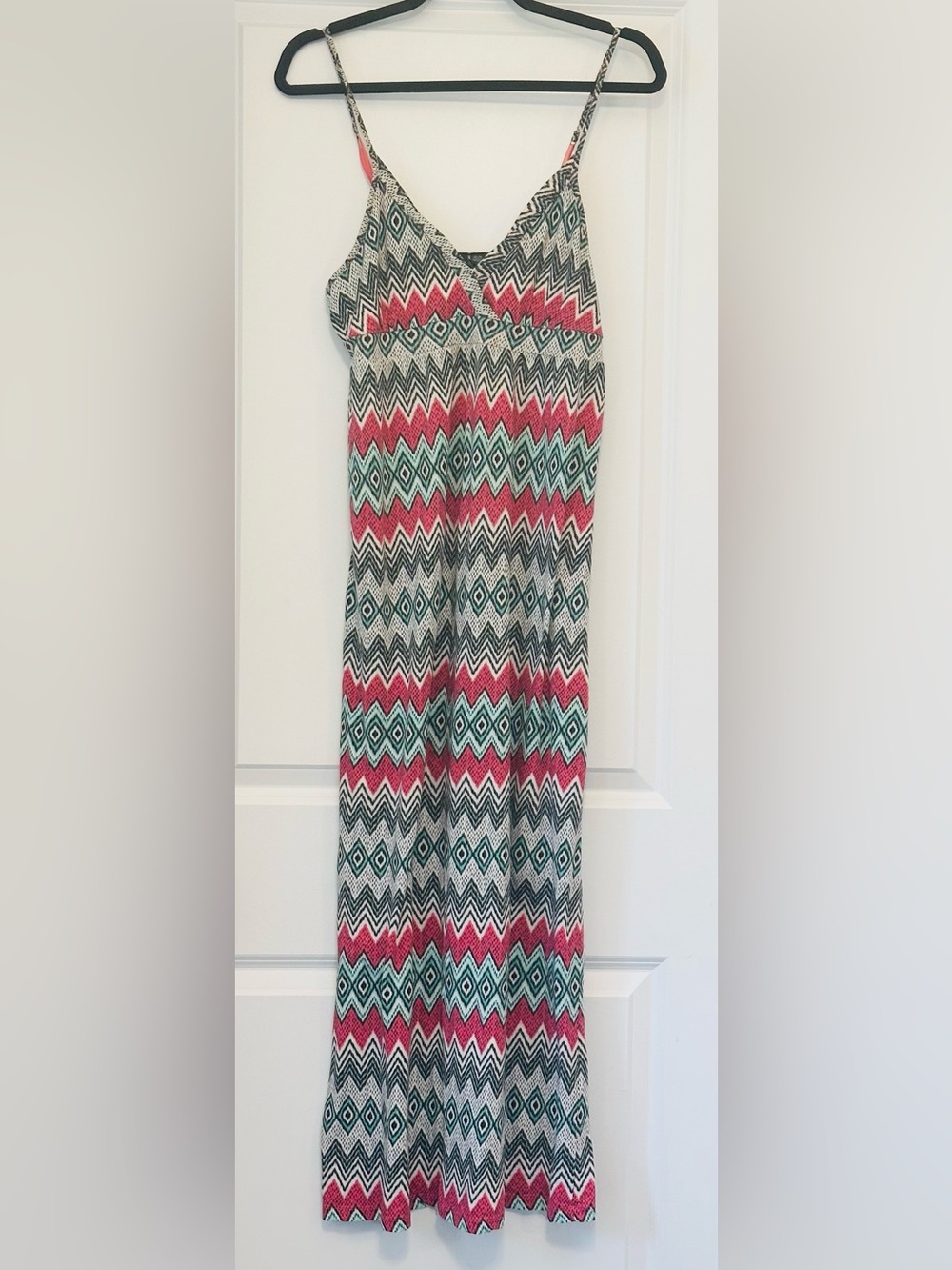 CYNTHIA ROWLEY Sundress Maxi Missoni-inspired Print Spaghetti Straps V Neck Sz M